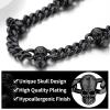 ChainsHouse Curb Chain Skull Necklace for Men, Stainless Steel/Black Gothic Skull Choker Curb Necklaces Punk Jewelry,16″-20″ inch Length(c.Skull-Black-16 inches)