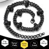 ChainsHouse Curb Chain Skull Necklace for Men, Stainless Steel/Black Gothic Skull Choker Curb Necklaces Punk Jewelry,16″-20″ inch Length(c.Skull-Black-16 inches)