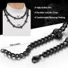ChainsHouse Curb Chain Skull Necklace for Men, Stainless Steel/Black Gothic Skull Choker Curb Necklaces Punk Jewelry,16″-20″ inch Length(d.Skull-Black-20 inches)