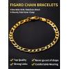 ChainsHouse Figaro Link Chain Bracelet Stainless Steel/Black/18K Gold Plated Wrist Bracelets for Men Women, 6MM-13MM, 7.5″/8.3″, Send Gift Box(a: 6mm-gold)