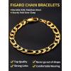ChainsHouse Figaro Link Chain Bracelet Stainless Steel/Black/18K Gold Plated Wrist Bracelets for Men Women, 6MM-13MM, 7.5″/8.3″, Send Gift Box(a: 9mm-gold)