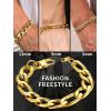 ChainsHouse Figaro Link Chain Bracelet Stainless Steel/Black/18K Gold Plated Wrist Bracelets for Men Women, 6MM-13MM, 7.5″/8.3″, Send Gift Box(b: 13mm-gold)