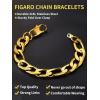ChainsHouse Figaro Link Chain Bracelet Stainless Steel/Black/18K Gold Plated Wrist Bracelets for Men Women, 6MM-13MM, 7.5″/8.3″, Send Gift Box(b: 13mm-gold)