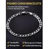 ChainsHouse Figaro Link Chain Bracelet Stainless Steel/Black/18K Gold Plated Wrist Bracelets for Men Women, 6MM-13MM, 7.5″/8.3″, Send Gift Box(e: 6mm-stainless)