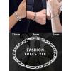 ChainsHouse Figaro Link Chain Bracelet Stainless Steel/Black/18K Gold Plated Wrist Bracelets for Men Women, 6MM-13MM, 7.5″/8.3″, Send Gift Box(e: 6mm-stainless)