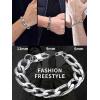 ChainsHouse Figaro Link Chain Bracelet Stainless Steel/Black/18K Gold Plated Wrist Bracelets for Men Women, 6MM-13MM, 7.5″/8.3″, Send Gift Box(f: 13mm-stainless)