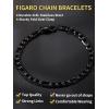 ChainsHouse Figaro Link Chain Bracelet Stainless Steel/Black/18K Gold Plated Wrist Bracelets for Men Women, 6MM-13MM, 7.5″/8.3″, Send Gift Box(h: 6mm-black)