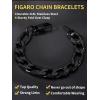 ChainsHouse Figaro Link Chain Bracelet Stainless Steel/Black/18K Gold Plated Wrist Bracelets for Men Women, 6MM-13MM, 7.5″/8.3″, Send Gift Box(i: 13mm-black)