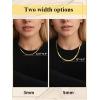 ChainsHouse Flat Snake Chain Herringbone Choker Necklace for Women, Stainless Steel/Rose Gold/18K Gold Plated Dainty Adjustable Simple Short Layered Necklaces, 12″/15″/18″ with 3.5″ Extender(b. layered-3mm+5mm-14k gold plated)