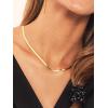 ChainsHouse Flat Snake Chain Herringbone Choker Necklace for Women, Stainless Steel/Rose Gold/18K Gold Plated Dainty Adjustable Simple Short Layered Necklaces, 12″/15″/18″ with 3.5″ Extender(a. 14k gold plated-5mm)