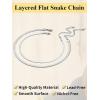 ChainsHouse Flat Snake Chain Herringbone Choker Necklace for Women, Stainless Steel/Rose Gold/18K Gold Plated Dainty Adjustable Simple Short Layered Necklaces, 12″/15″/18″ with 3.5″ Extender(b. layered-3mm+5mm-silver)
