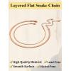 ChainsHouse Flat Snake Chain Herringbone Choker Necklace for Women, Stainless Steel/Rose Gold/18K Gold Plated Dainty Adjustable Simple Short Layered Necklaces, 12″/15″/18″ with 3.5″ Extender(b. layered-3mm+5mm-rose gold)