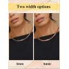 ChainsHouse Flat Snake Chain Herringbone Choker Necklace for Women, Stainless Steel/Rose Gold/18K Gold Plated Dainty Adjustable Simple Short Layered Necklaces, 12″/15″/18″ with 3.5″ Extender(a. rose gold-5mm)