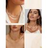 ChainsHouse Flat Snake Chain Herringbone Choker Necklace for Women, Stainless Steel/Rose Gold/18K Gold Plated Dainty Adjustable Simple Short Layered Necklaces, 12″/15″/18″ with 3.5″ Extender(b. layered-3mm+5mm-14k gold plated)