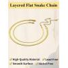 ChainsHouse Flat Snake Chain Herringbone Choker Necklace for Women, Stainless Steel/Rose Gold/18K Gold Plated Dainty Adjustable Simple Short Layered Necklaces, 12″/15″/18″ with 3.5″ Extender(b. layered-3mm+5mm-14k gold plated)