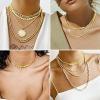 ChainsHouse Flat Snake Chain Herringbone Choker Necklace for Women, Stainless Steel/Rose Gold/18K Gold Plated Dainty Adjustable Simple Short Layered Necklaces, 12″/15″/18″ with 3.5″ Extender(c. 14k gold plated-5mm-custom)