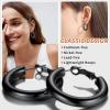 ChainsHouse Hypoallergenic Hoop Earrings For Women, 316L Stainless Steel/Black/18K Real Gold Plated, Minimalist Jewelry Round Tube Hoops Fits Sensitive Ears |30mm 40mm 60mm 80mm, with Gift Box(A: black-round tube)