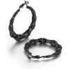 ChainsHouse Hypoallergenic Hoop Earrings For Women, 316L Stainless Steel/Black/18K Real Gold Plated, Minimalist Jewelry Round Tube Hoops Fits Sensitive Ears |30mm 40mm 60mm 80mm, with Gift Box(E: black-bamboo)