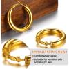 ChainsHouse Hypoallergenic Hoop Earrings For Women, 316L Stainless Steel/Black/18K Real Gold Plated, Minimalist Jewelry Round Tube Hoops Fits Sensitive Ears |30mm 40mm 60mm 80mm, with Gift Box(M: gold-round tube)