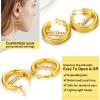 ChainsHouse Hypoallergenic Hoop Earrings For Women, 316L Stainless Steel/Black/18K Real Gold Plated, Minimalist Jewelry Round Tube Hoops Fits Sensitive Ears |30mm 40mm 60mm 80mm, with Gift Box(L: gold-round tube-custom)