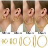 ChainsHouse Hypoallergenic Hoop Earrings For Women, 316L Stainless Steel/Black/18K Real Gold Plated, Minimalist Jewelry Round Tube Hoops Fits Sensitive Ears |30mm 40mm 60mm 80mm, with Gift Box(M: gold-round tube)