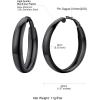ChainsHouse Hypoallergenic Hoop Earrings For Women, 316L Stainless Steel/Black/18K Real Gold Plated, Minimalist Jewelry Round Tube Hoops Fits Sensitive Ears |30mm 40mm 60mm 80mm, with Gift Box(C: black-plain)