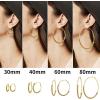 ChainsHouse Hypoallergenic Hoop Earrings For Women, 316L Stainless Steel/Black/18K Real Gold Plated, Minimalist Jewelry Round Tube Hoops Fits Sensitive Ears |30mm 40mm 60mm 80mm, with Gift Box(N: gold-mesh tube)