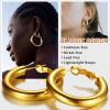 ChainsHouse Hypoallergenic Hoop Earrings For Women, 316L Stainless Steel/Black/18K Real Gold Plated, Minimalist Jewelry Round Tube Hoops Fits Sensitive Ears |30mm 40mm 60mm 80mm, with Gift Box(M: gold-round tube)
