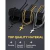 ChainsHouse Layered Cross Necklace for Men, Stainless Steel/Black/Gold Plated Cuban/Barbed Wire Necklace with Cross/Crucifix Pendant Religious Jewelry Gift Set for Dad, Husband(02. Black-Layered Cuban+Cross Pendant)