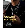 ChainsHouse Layered Cross Necklace for Men, Stainless Steel/Black/Gold Plated Cuban/Barbed Wire Necklace with Cross/Crucifix Pendant Religious Jewelry Gift Set for Dad, Husband(07. Steel-Layered Wire+Cross Pendant)