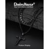 ChainsHouse Layered Cross Necklace for Men, Stainless Steel/Black/Gold Plated Cuban/Barbed Wire Necklace with Cross/Crucifix Pendant Religious Jewelry Gift Set for Dad, Husband(05. Black-Layered Cuban+Jesus Pendant)