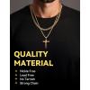 ChainsHouse Layered Cross Necklace for Men, Stainless Steel/Black/Gold Plated Cuban/Barbed Wire Necklace with Cross/Crucifix Pendant Religious Jewelry Gift Set for Dad, Husband(06. Gold Plated-Layered Cuban+Jesus Pendant)