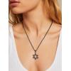 ChainsHouse Magen Star of David Necklace for Men Women, Stainless Steel/18K Gold Plated Hexagram/Dog Tag Pendant Jewish Israel Jewelry(01-Black-David Star)
