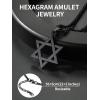 ChainsHouse Magen Star of David Necklace for Men Women, Stainless Steel/18K Gold Plated Hexagram/Dog Tag Pendant Jewish Israel Jewelry(01-Black-David Star)
