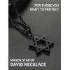 ChainsHouse Magen Star of David Necklace for Men Women, Stainless Steel/18K Gold Plated Hexagram/Dog Tag Pendant Jewish Israel Jewelry(01-Black-David Star)