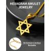 ChainsHouse Magen Star of David Necklace for Men Women, Stainless Steel/18K Gold Plated Hexagram/Dog Tag Pendant Jewish Israel Jewelry(01-Gold-David Star)