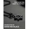 ChainsHouse Magen Star of David Necklace for Men Women, Stainless Steel/18K Gold Plated Hexagram/Dog Tag Pendant Jewish Israel Jewelry(02-Black-Cross Star)