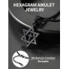 ChainsHouse Magen Star of David Necklace for Men Women, Stainless Steel/18K Gold Plated Hexagram/Dog Tag Pendant Jewish Israel Jewelry(02-Black-Cross Star)