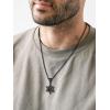 ChainsHouse Magen Star of David Necklace for Men Women, Stainless Steel/18K Gold Plated Hexagram/Dog Tag Pendant Jewish Israel Jewelry(02-Black-Cross Star)