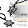 ChainsHouse Magen Star of David Necklace for Men Women, Stainless Steel/18K Gold Plated Hexagram/Dog Tag Pendant Jewish Israel Jewelry(02-Black-David Star)