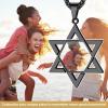 ChainsHouse Magen Star of David Necklace for Men Women, Stainless Steel/18K Gold Plated Hexagram/Dog Tag Pendant Jewish Israel Jewelry(02-Black-David Star)