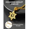 ChainsHouse Magen Star of David Necklace for Men Women, Stainless Steel/18K Gold Plated Hexagram/Dog Tag Pendant Jewish Israel Jewelry(02-Gold-Cross Star)