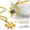 ChainsHouse Magen Star of David Necklace for Men Women, Stainless Steel/18K Gold Plated Hexagram/Dog Tag Pendant Jewish Israel Jewelry(02-Gold-David Star)