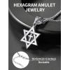 ChainsHouse Magen Star of David Necklace for Men Women, Stainless Steel/18K Gold Plated Hexagram/Dog Tag Pendant Jewish Israel Jewelry(02-Steel-Cross Star)