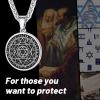 ChainsHouse Magen Star of David Necklace for Men Women, Stainless Steel/18K Gold Plated Hexagram/Dog Tag Pendant Jewish Israel Jewelry(03-Steel-Round Star)