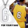 ChainsHouse Men 0-9 Jersey Number Necklace, Custom Necklace Baseball/Basketball/Football with Number, Personalized Number Pendant Stainless Steel Chain Sports Necklaces for Men Women, with Gift Box(Number 6-Steel)