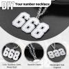 ChainsHouse Men 0-9 Jersey Number Necklace, Custom Necklace Baseball/Basketball/Football with Number, Personalized Number Pendant Stainless Steel Chain Sports Necklaces for Men Women, with Gift Box(001~999 Number Custom-Steel)