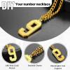 ChainsHouse Men 0-9 Jersey Number Necklace, Custom Necklace Baseball/Basketball/Football with Number, Personalized Number Pendant Stainless Steel Chain Sports Necklaces for Men Women, with Gift Box(Number 8-Gold)