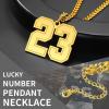 ChainsHouse Men 0-9 Jersey Number Necklace, Custom Necklace Baseball/Basketball/Football with Number, Personalized Number Pendant Stainless Steel Chain Sports Necklaces for Men Women, with Gift Box(01~99 Number Custom-Gold)