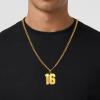 ChainsHouse Men 0-9 Jersey Number Necklace, Custom Necklace Baseball/Basketball/Football with Number, Personalized Number Pendant Stainless Steel Chain Sports Necklaces for Men Women, with Gift Box(01~99 Number & Name Custom-Gold)